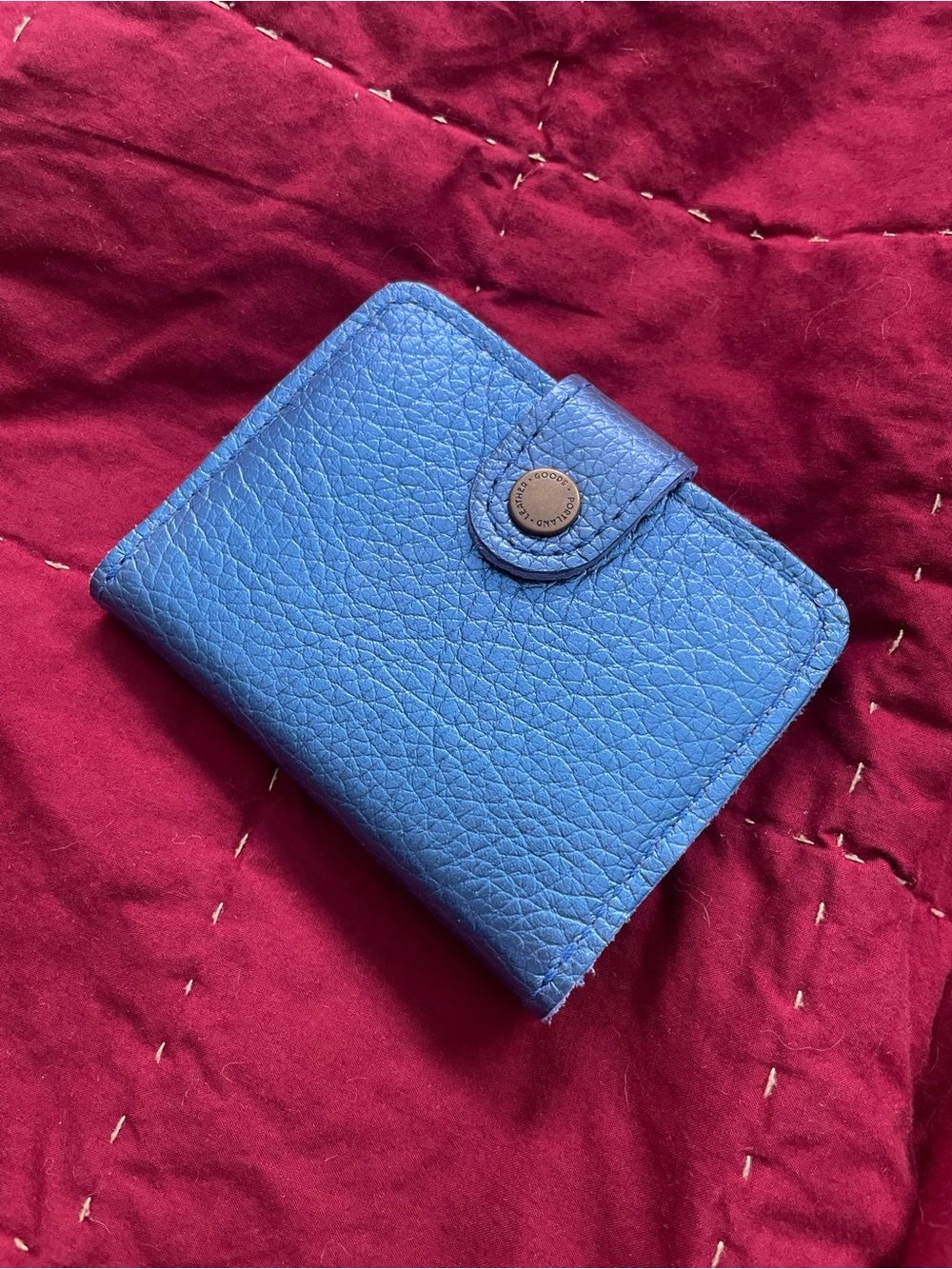 Portland Leather Blue Textured Leather Card & Key Holder